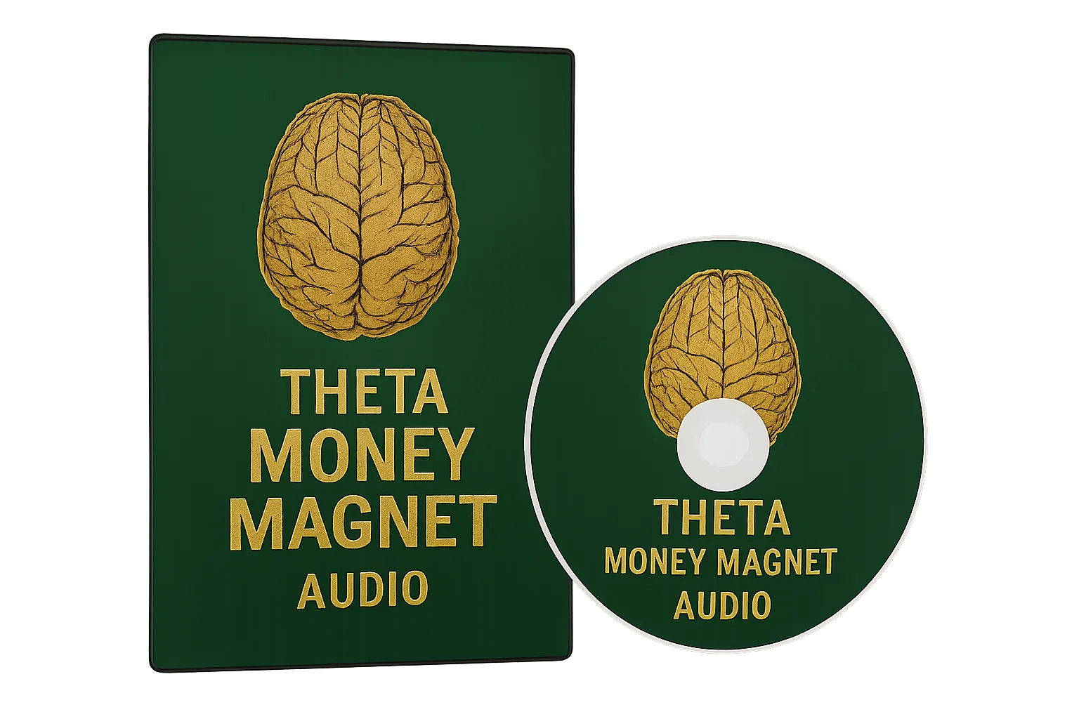 Genius Brain Signal Theta Money Magnet Audio bonus DVD case and disc with gold brain graphic